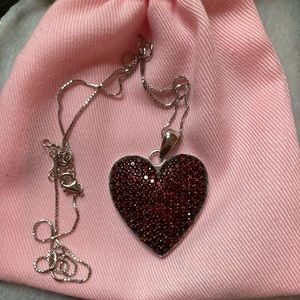 Ruby Red Garnet Heart Necklace